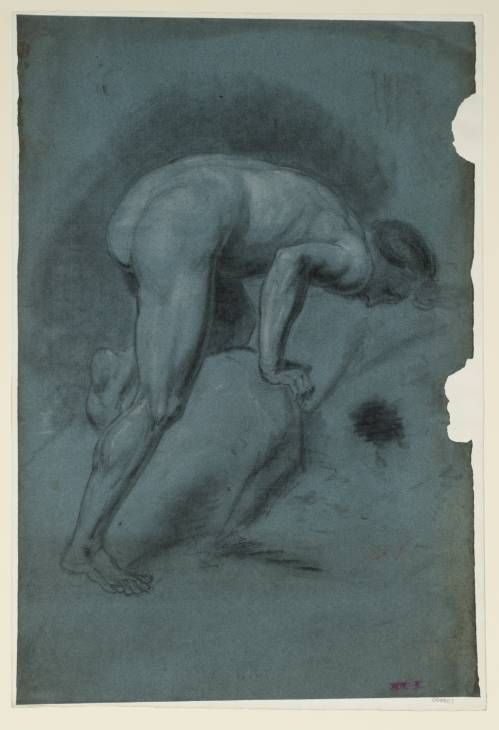 Joseph Mallord William Turner, ‘A Male Nude Stooping over a Rock, Seen from the Side’ c.1796