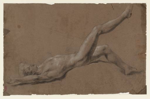 Joseph Mallord William Turner, ‘A Supine Male Nude with One Leg Raised’ c.1797-9