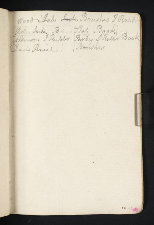 Joseph Mallord William Turner, ‘Inscription by Turner: Notes on Artists' Materials’ c.1794
