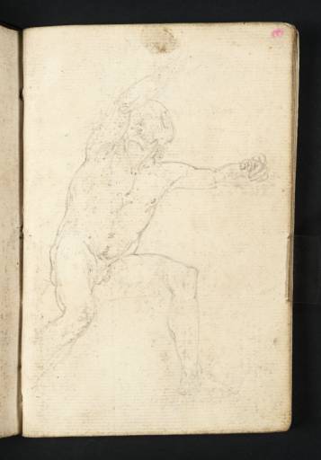 Joseph Mallord William Turner, ‘Study of a Seated Male Nude with Left Arm Extended and Right Arm Raised’ c.1794-5