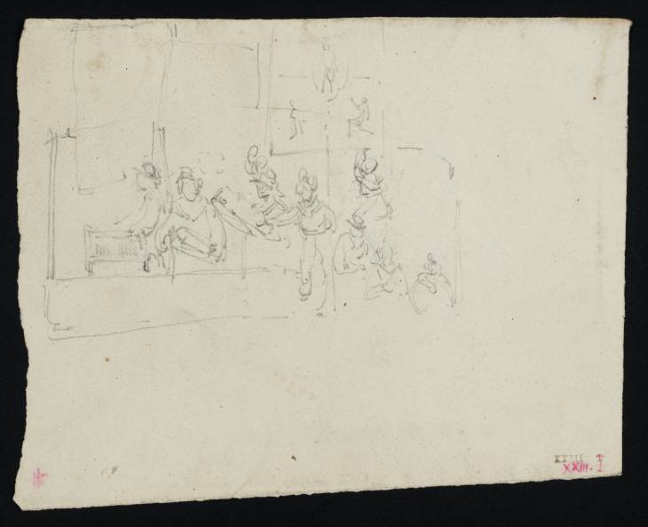 Joseph Mallord William Turner, ‘A Fairground Stall with Figures and Banners’ ?1794