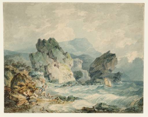 Joseph Mallord William Turner, ‘A Bay on a Rocky Coast, with a Man Running’ 1792-3