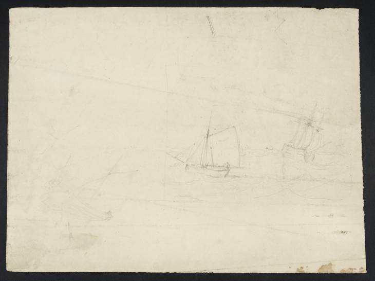 Joseph Mallord William Turner, ‘Composition Study of Shipping at Sea, with a Three-master and a Lugger’ ?1792