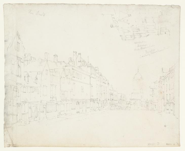 Joseph Mallord William Turner, ‘Oxford: Looking South along the Cornmarket to Christ Church’ c.1798