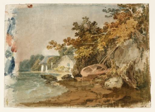 Joseph Mallord William Turner, ‘Briton Ferry: A Fisherman's Cottage and a Boat Pulled Up under a Low Cliff’ 1795-6