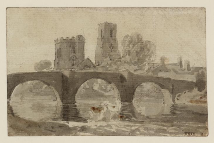 Joseph Mallord William Turner, ‘A Three-Arched Bridge with a Church Beyond’ c.1797
