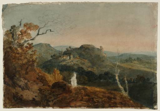 Joseph Mallord William Turner, ‘Landscape Composition with Castle Ruins and a Small Village on a Hill’ ?1797
