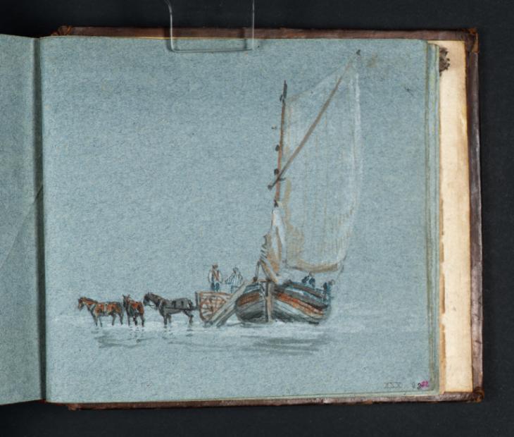 Joseph Mallord William Turner, ‘A Sailing Vessel, a Cart with Horses in the Water beside It’ 1796