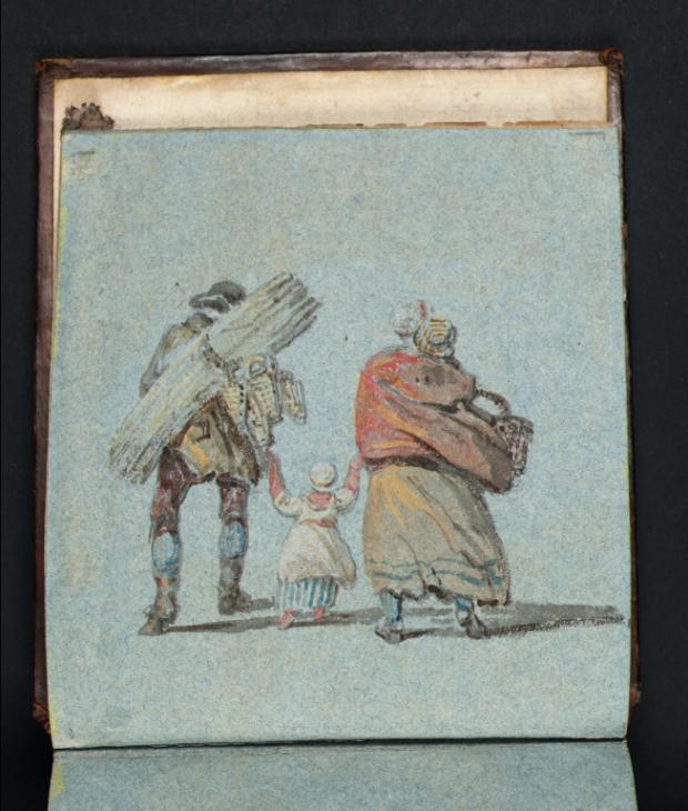 Joseph Mallord William Turner, ‘A Family Seen from Behind: A Man with a Bundle and a Woman Carrying an Infant; a Small Girl between them’ 1796
