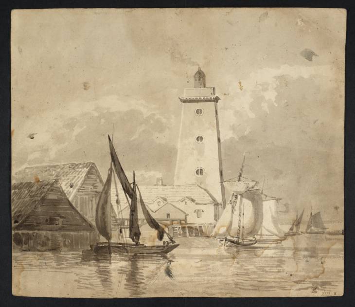 Joseph Mallord William Turner, ‘Boat Sheds and a Lighthouse, with Shipping’ ?1796