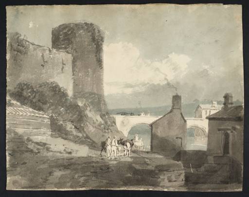 Joseph Mallord William Turner, ‘A Road with Houses and a Bridge over a River beneath the Walls of a Castle’ ?1797
