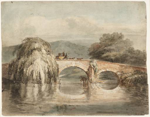 Joseph Mallord William Turner, ‘A Coach Crossing a Two-Arched Bridge, with a Weeping Willow’ ?1796