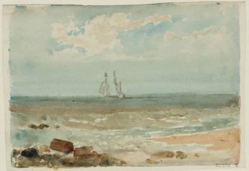 Joseph Mallord William Turner, ‘A Two-Masted Sailing Ship Seen from the Shore’ c.1798