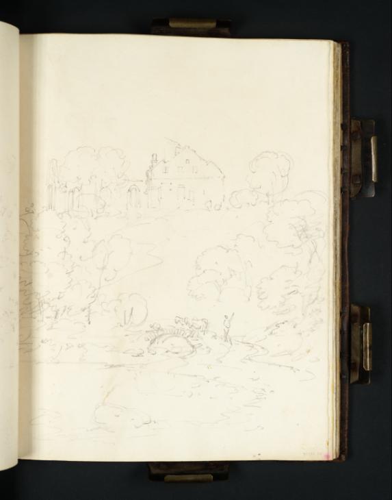 Joseph Mallord William Turner, ‘Egglestone Abbey, with a Man Driving Cattle across a One-Arched Bridge in the Foreground’ 1797