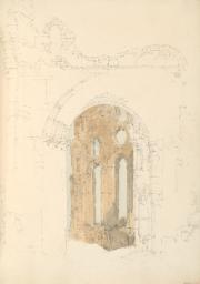 Tynemouth Priory: East End from the South Aisle of the Nave, with Lighthouse to Left, Joseph Mallord William Turner, 1797, Graphite on paper