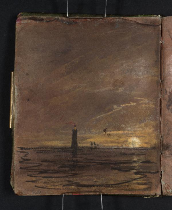 Joseph Mallord William Turner, ‘Sunset at Sea, with a Lighthouse and Ship’ 1796-7