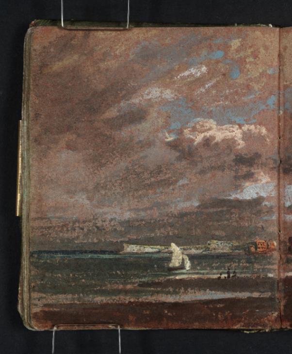 Joseph Mallord William Turner, ‘A Bay with Cliffs beyond a Town, and a White-Sailed Ship: ?Margate’ 1796-7