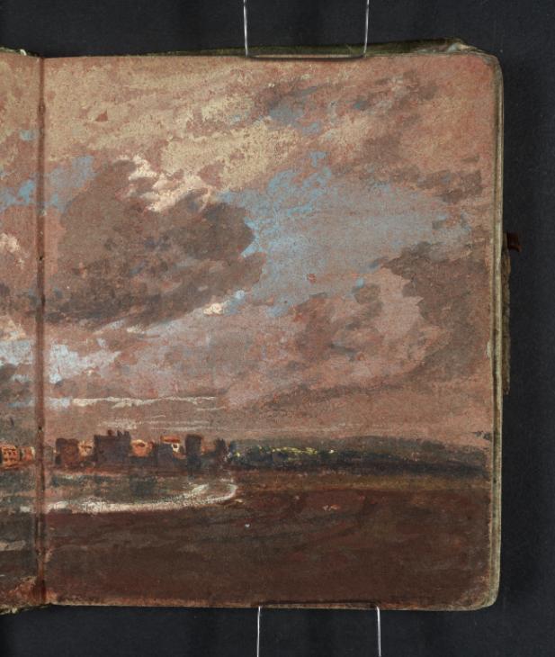 Joseph Mallord William Turner, ‘A Bay with Cliffs beyond a Town, and a White-Sailed Ship: ?Margate’ 1796-7