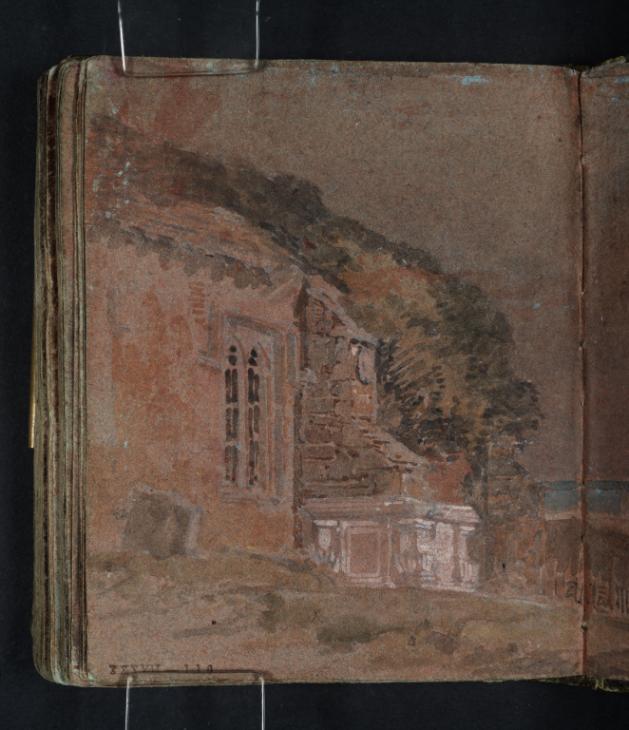 Joseph Mallord William Turner, ‘An Ivy-Clad Church with Figures near a Tomb, and Shipping Beyond’ 1796-7
