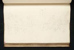 View up a Village Street towards a Large Church, Joseph Mallord William Turner, 1798, Graphite on paper