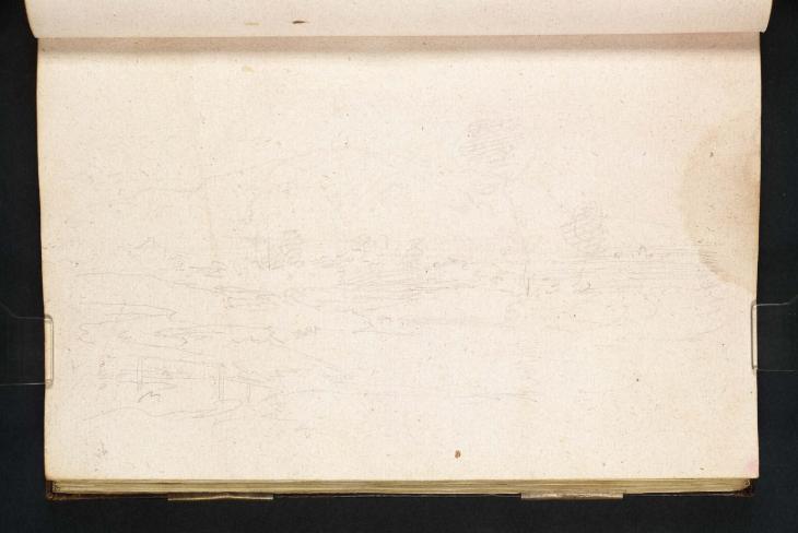 Joseph Mallord William Turner, ‘View across Flat Country (with an Estuary?) towards a Hill with a Column at its Summit’ 1798