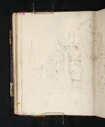 Malmesbury Abbey from the North East; Detail of Romanesque Moulding ?or a Capital (Top Right), Joseph Mallord William Turner, 1798, Graphite on paper