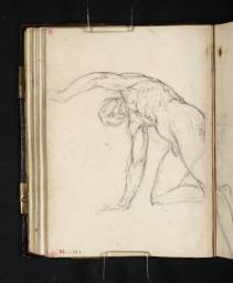 Study of a Kneeling Male Nude with Raised Left Arm, Joseph Mallord William Turner, 1798, Graphite on paper