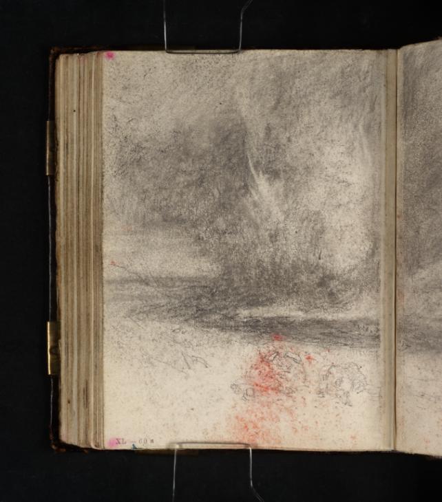Joseph Mallord William Turner, ‘?Composition Study: Figures on a Shore with a Fierce Storm over a Plain Beyond’ 1798