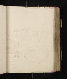 Boats on the Bend of a River with Wooded Bank; ?A Castle Beyond, Joseph Mallord William Turner, 1798, Graphite on paper