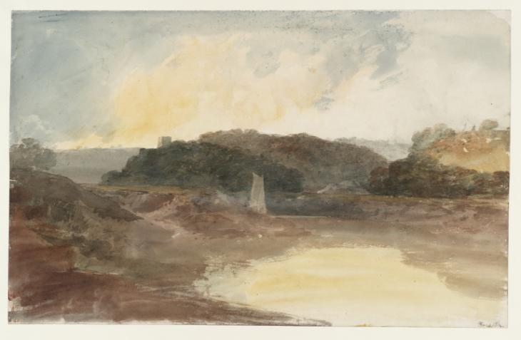 Joseph Mallord William Turner, ‘The Bend of a River with a Tower on a Wooded Hill at Sunset’ 1798