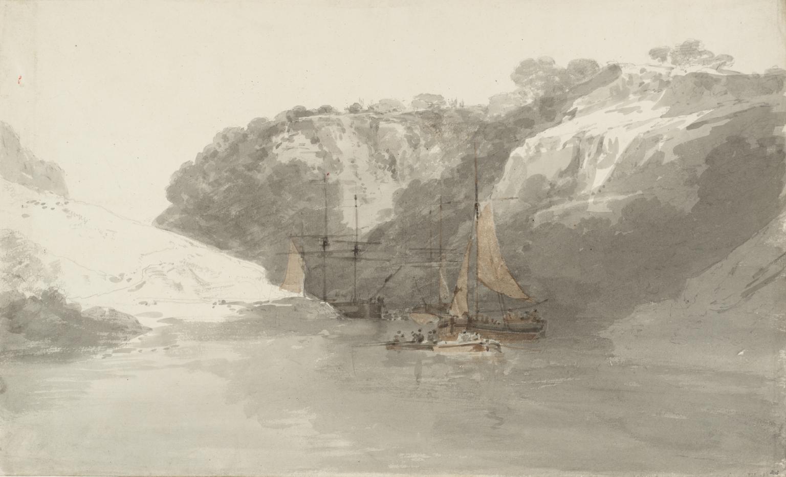 i>from</i> Swans Sketchbook [Finberg XLII], Bristol: Shipping in the  Harbour, Joseph Mallord William Turner, 1798
