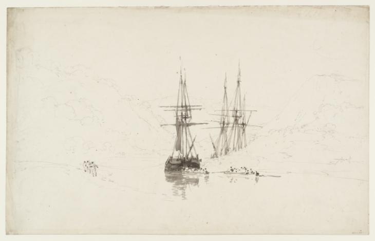 Joseph Mallord William Turner, ‘A Reach of the Avon with Sailing Ships being Towed between High Cliffs’ 1798