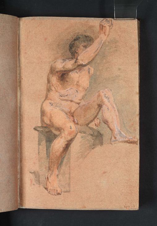 Joseph Mallord William Turner, ‘A Seated Male Nude, with Left Knee and Right Arm Raised’ c.1798-9
