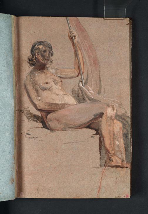 Joseph Mallord William Turner, ‘A Seated Female Nude Holding a Staff and Banner in her Left Hand’ c.1798-9