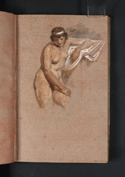 Joseph Mallord William Turner, ‘A Standing Female Nude with Bound Hair, Leaning against a Draped Sill’ c.1798-9