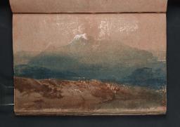 Composition Study of a Landscape with ?Cader Idris and Figures on a Road in the Foreground, Joseph Mallord William Turner, 1798, Watercolour and chalk on paper