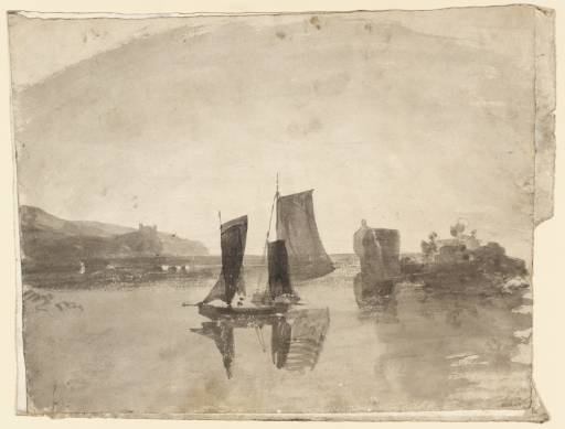 Joseph Mallord William Turner, ‘Boats at Tygwyn Ferry, with Harlech Castle Beyond’ ?1798