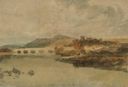 Usk, Monmouthshire, from the South, Joseph Mallord William Turner, 1798–9, Graphite and watercolour on paper