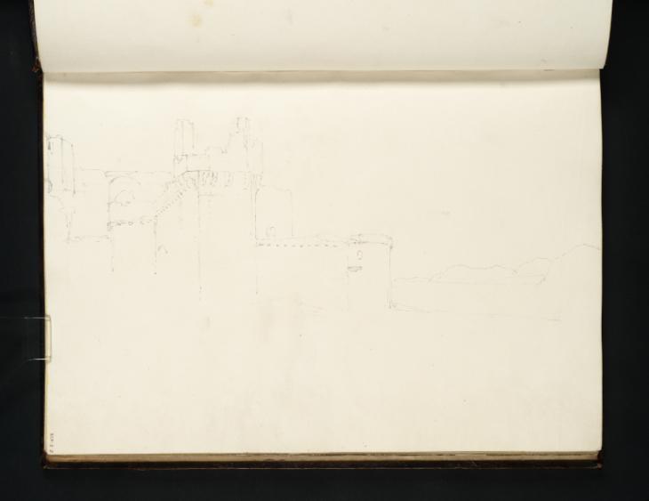 Joseph Mallord William Turner, ‘Beaumaris Castle: Part of the Walls, with the Menai Strait Beyond’ 1799