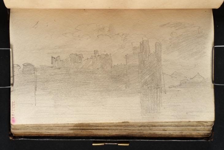 Joseph Mallord William Turner, ‘Caernarvon Castle Silhouetted against the Sky, with Mountains in the Distance’ 1799