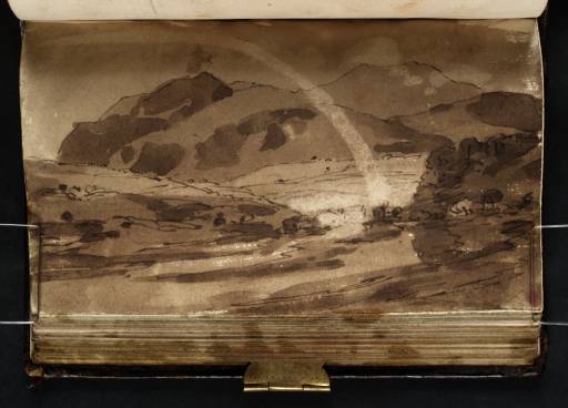 Joseph Mallord William Turner, ‘View over a Valley towards Mountains, with a Rainbow’ 1799