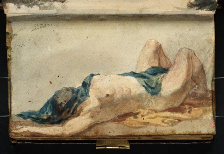 Joseph Mallord William Turner, ‘Study of a Supine Female Nude, with Drapery over her Head’ 1799