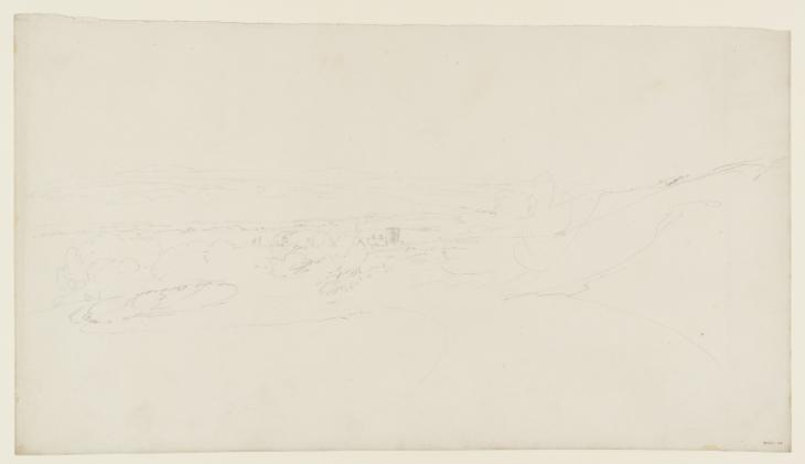 Joseph Mallord William Turner, ‘View across a Valley towards Distant Hills, with a Road in the Foreground and a Village in the Middle Distance’ c.1799-1807