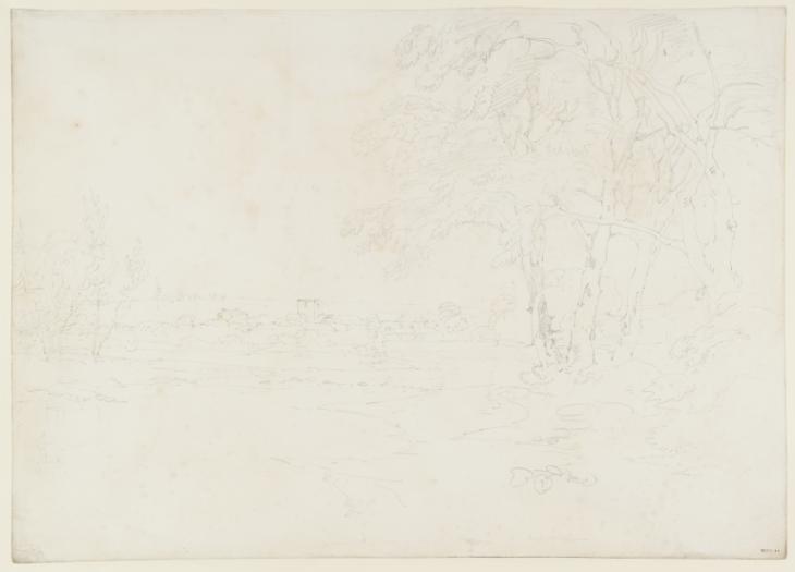 Joseph Mallord William Turner, ‘A Village Seen beyond Trees, with a River in the Foreground’ c.1799-1807