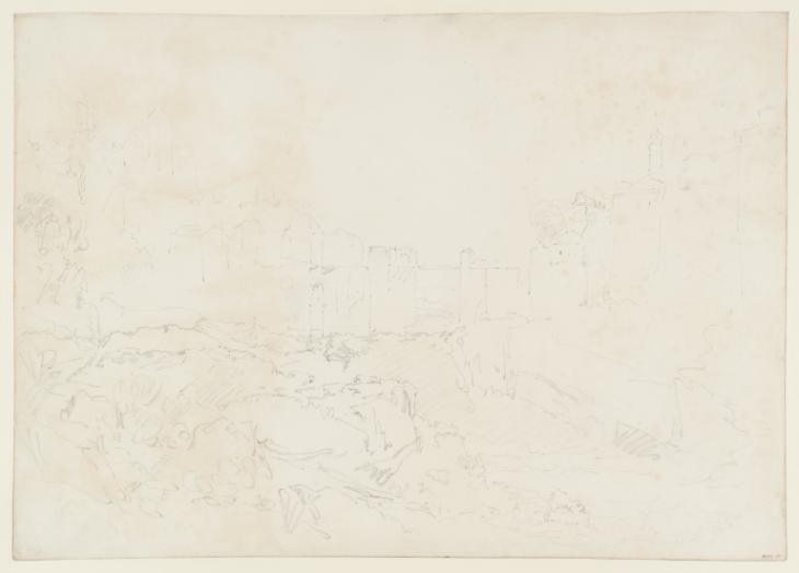 Joseph Mallord William Turner, ‘Laufenburg, with the Bridge over the Rhine, from the Bed of the River’ 1802