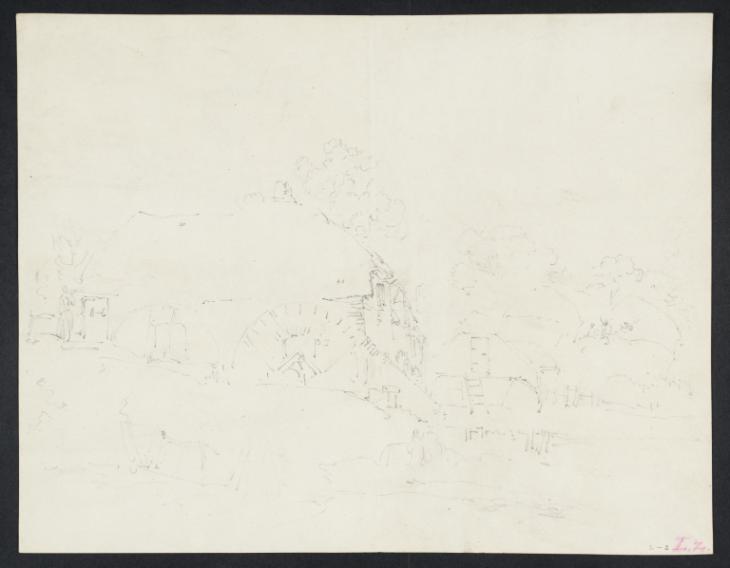 Joseph Mallord William Turner, ‘A Watermill, with a Barn and Straw Ricks’ 1797-8