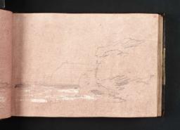Cliffs ?near Whitby with a Vessel at Sea in the Left Distance, Joseph Mallord William Turner, 1801, Graphite on paper