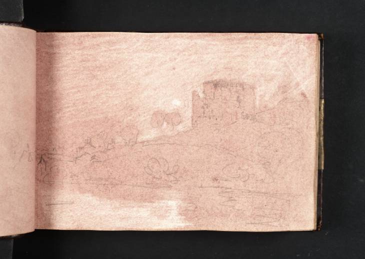 Joseph Mallord William Turner, ‘A Ruined Castle Keep on a Hill above a River, with a Village Beyond’ 1801