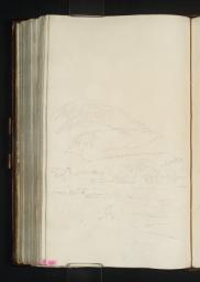 Monzie Castle Seen across the Shaggie Burn; A Ridge of Mountains (Top Right), Joseph Mallord William Turner, 1801, Graphite on paper