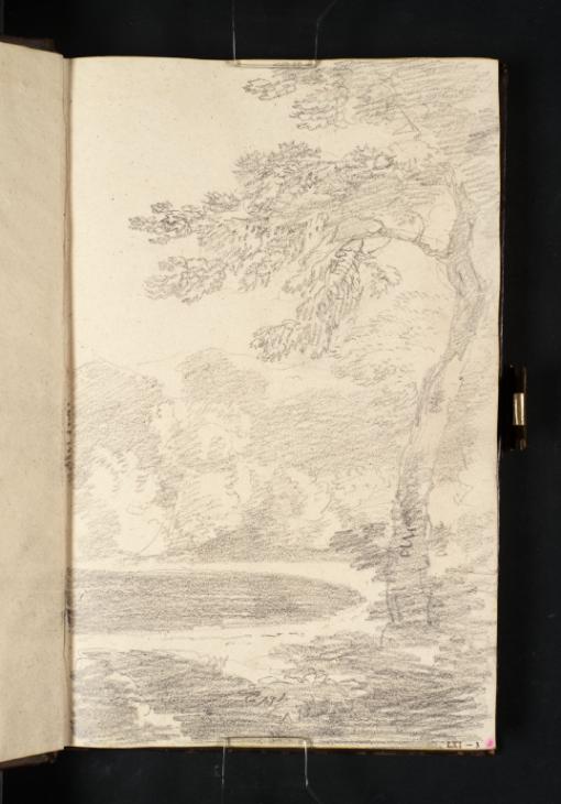 Joseph Mallord William Turner, ‘A Tree near a Lake with Woods and Hills Beyond’ c.1800-1